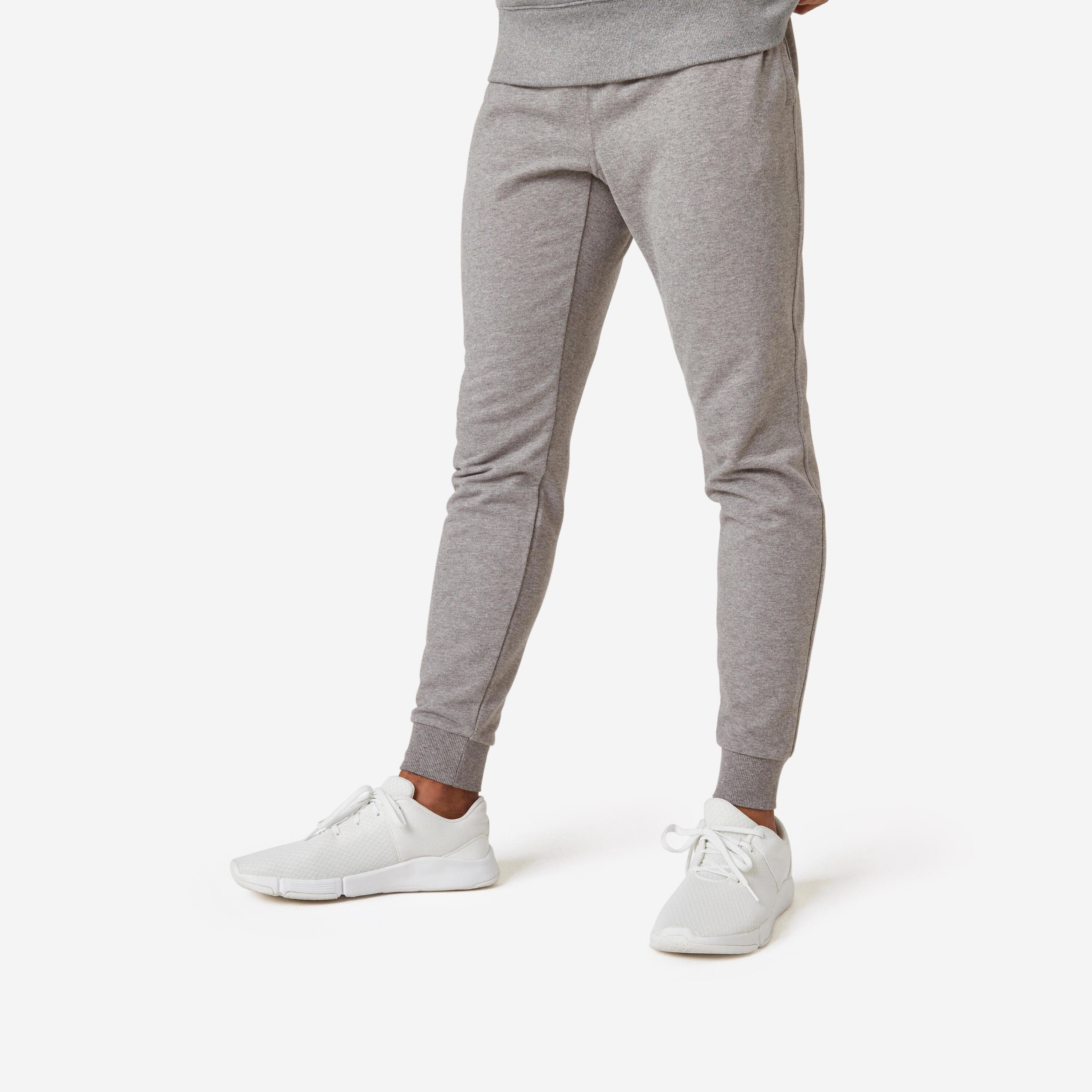 DOMYOS Men's comfortable slim-fit fitness jogging bottoms, grey