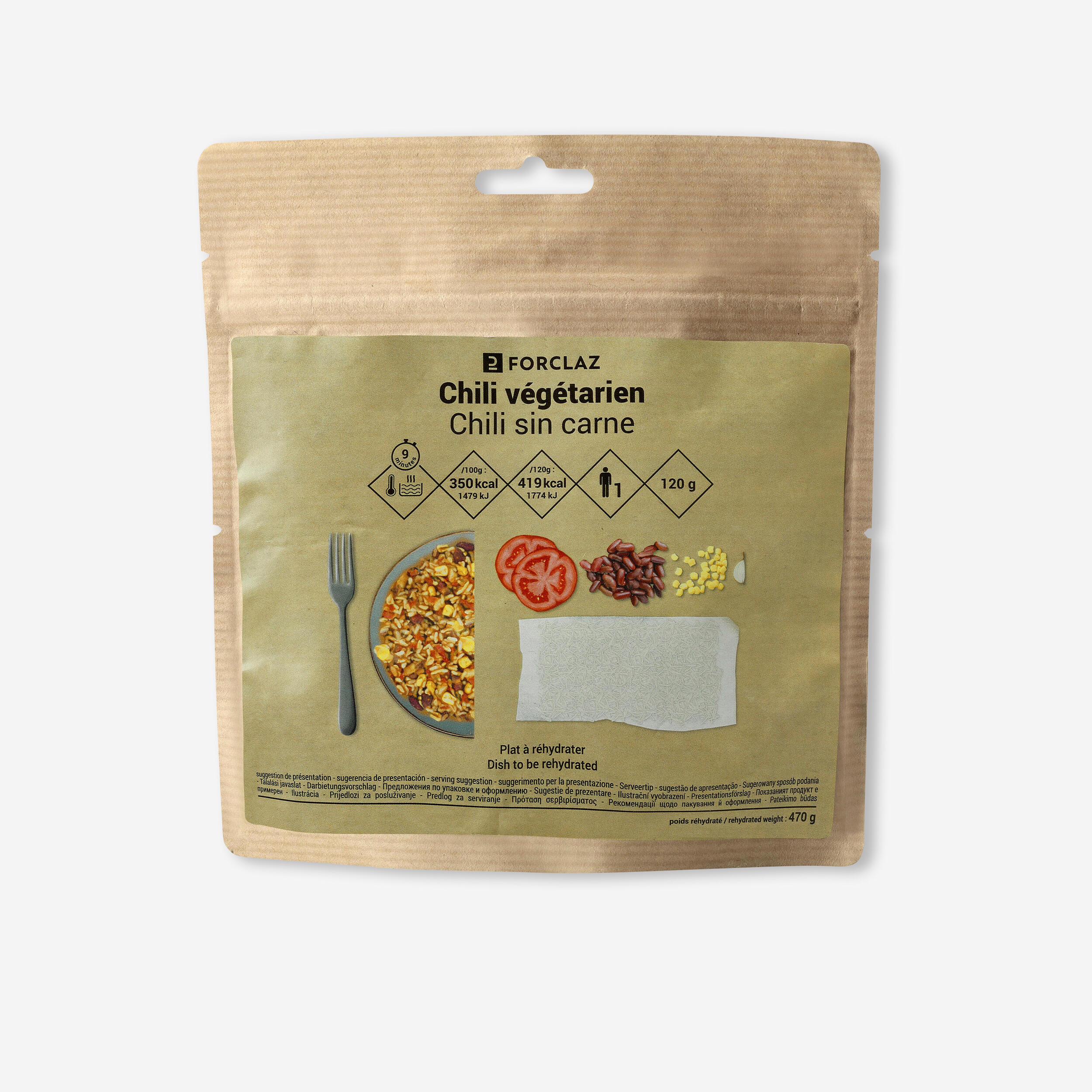 FORCLAZ Trekkingnahrung gefriergetrocknet Chili vegetarisch 120 g | 03608390247110 FORCLAZ Trekkingnahrung gefriergetrocknet Chili vegetarisch 120 g | 03608390247110