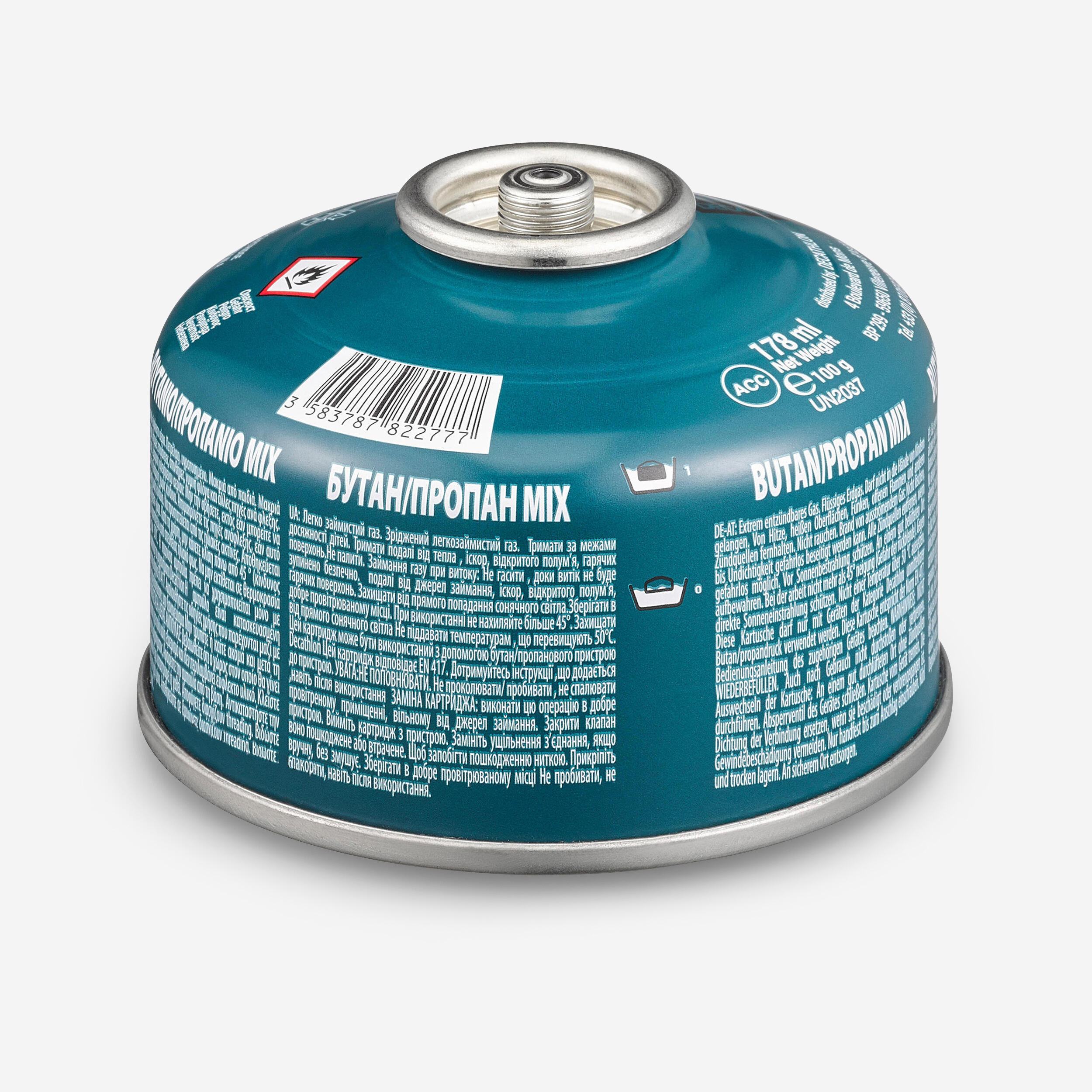 FORCLAZ Gaskartusche für Gaskocher schraubbar – 100 g | 03608390287161 FORCLAZ Gaskartusche für Gaskocher schraubbar – 100 g | 03608390287161