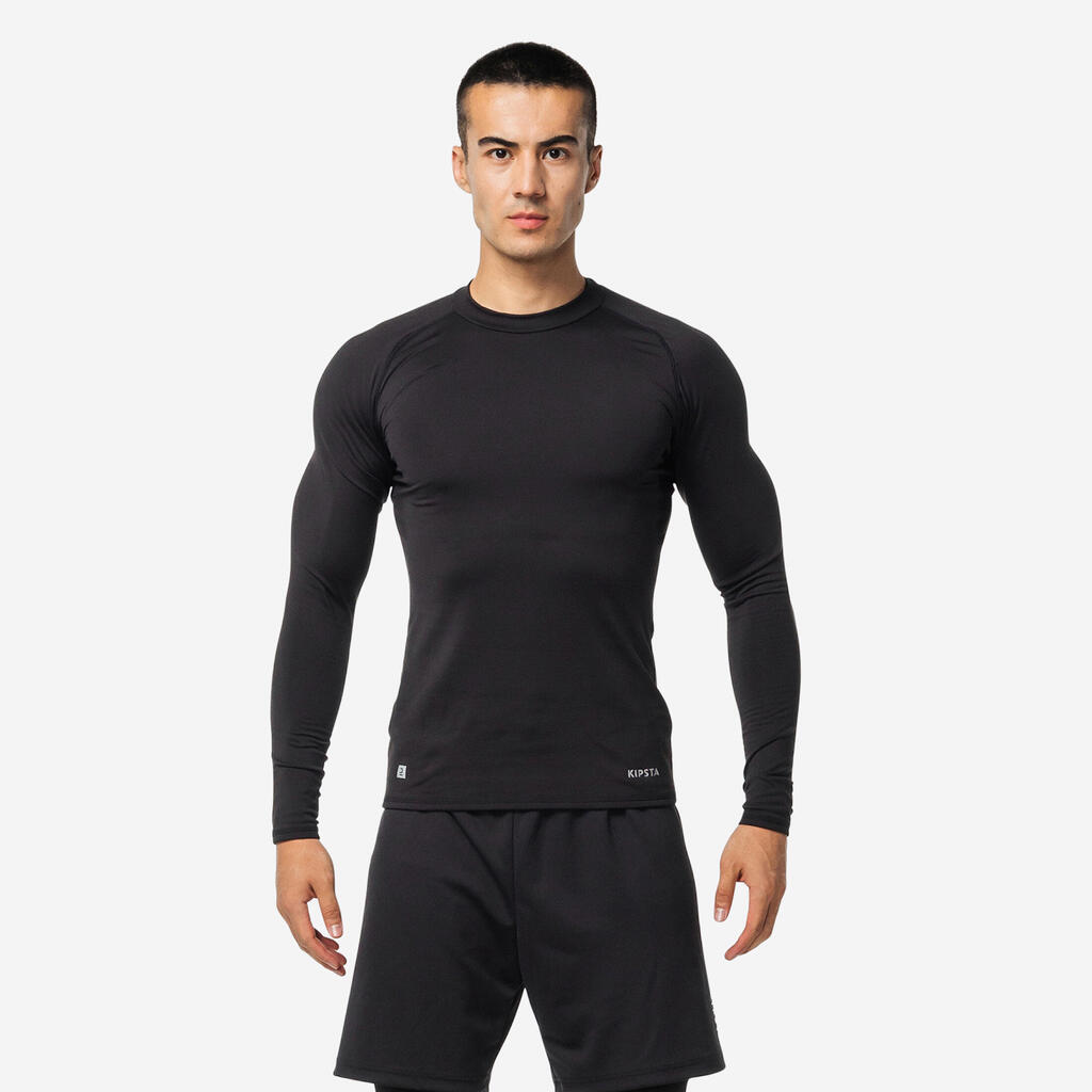 Damen/Herren Fußball Funktionsshirt langarm wärmend ‒ Keepcomfort 100 schwarz