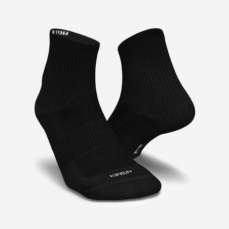 CHAUSSETTES DE RUNNING RUN500 MI-HAUTEURS X2 NOIRES