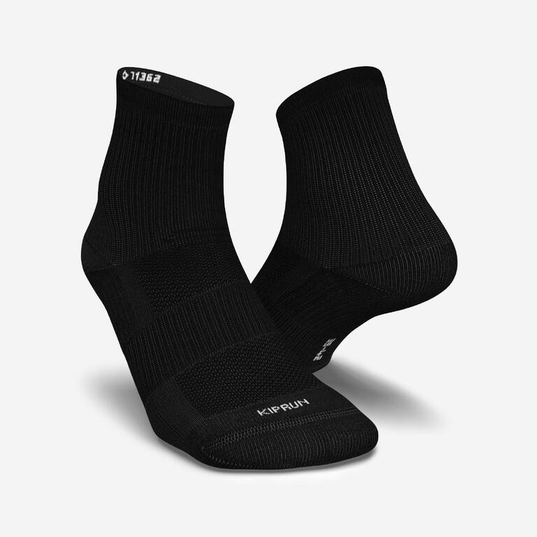 RUNNING MID SOCKS RUN500 2-PACK BLACK