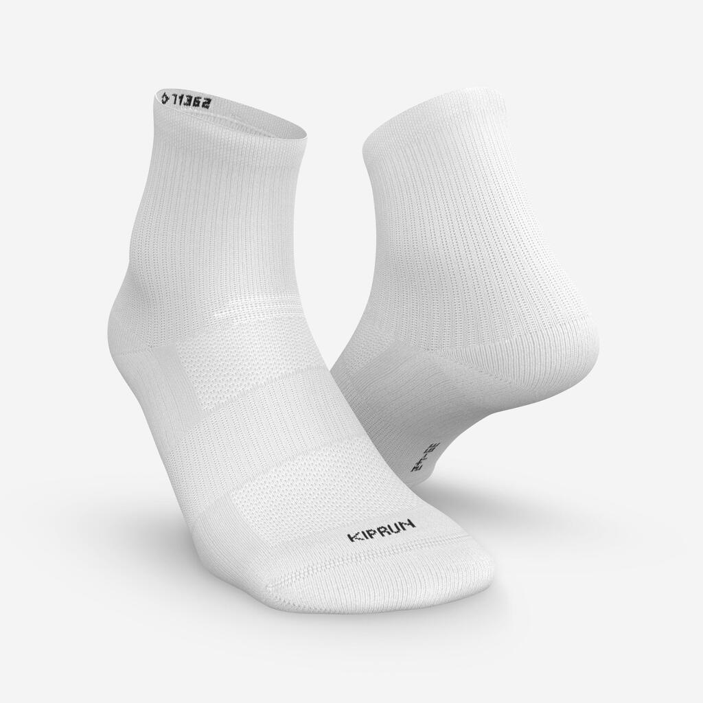 CHAUSSETTES DE RUNNING RUN500 MI-HAUTEURS X2 BLANCHES