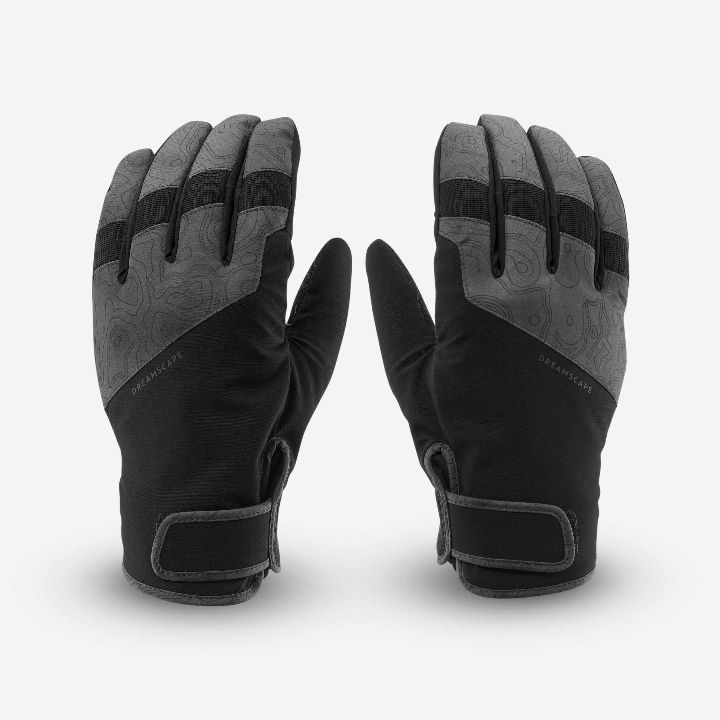 DREAMSCAPE 150 LIGHT WATERPROOF SKI AND SNOWBOARD GLOVES-GREY AND BLACK