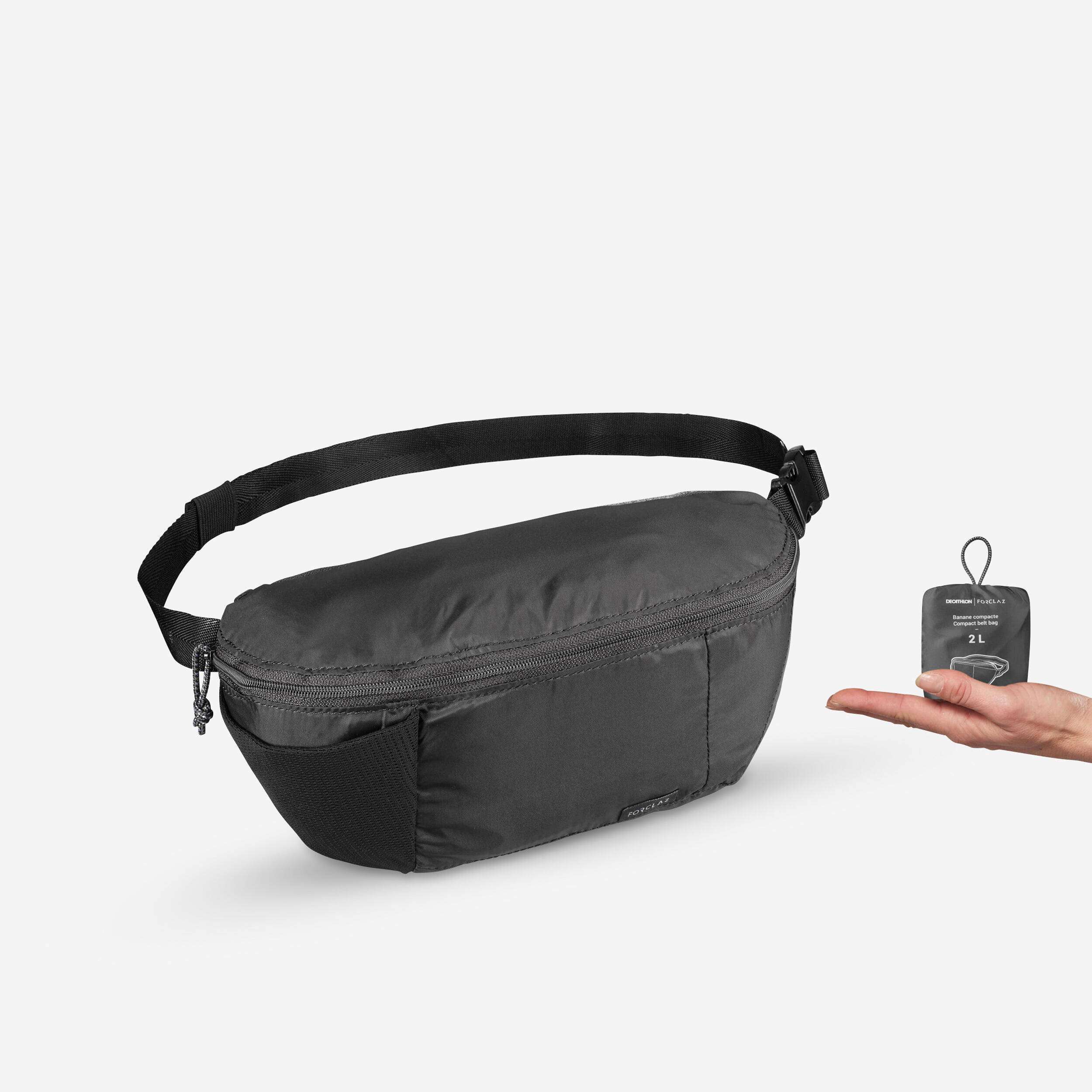 Travel 2L compact travel bum bag - Black