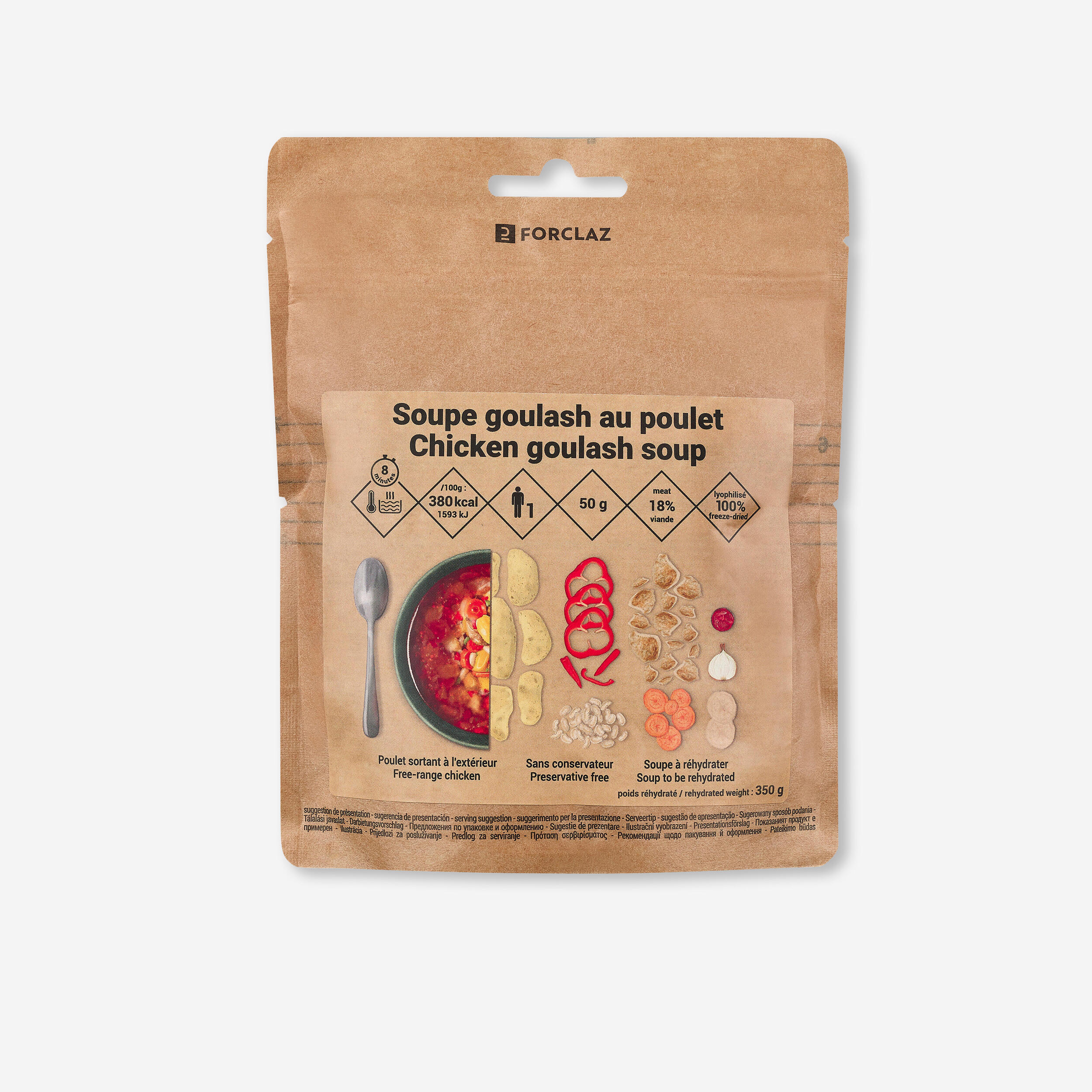 FORCLAZ Trekkingnahrung Gulaschsuppe Huhn 50 g | 03583787511428 FORCLAZ Trekkingnahrung Gulaschsuppe Huhn 50 g | 03583787511428