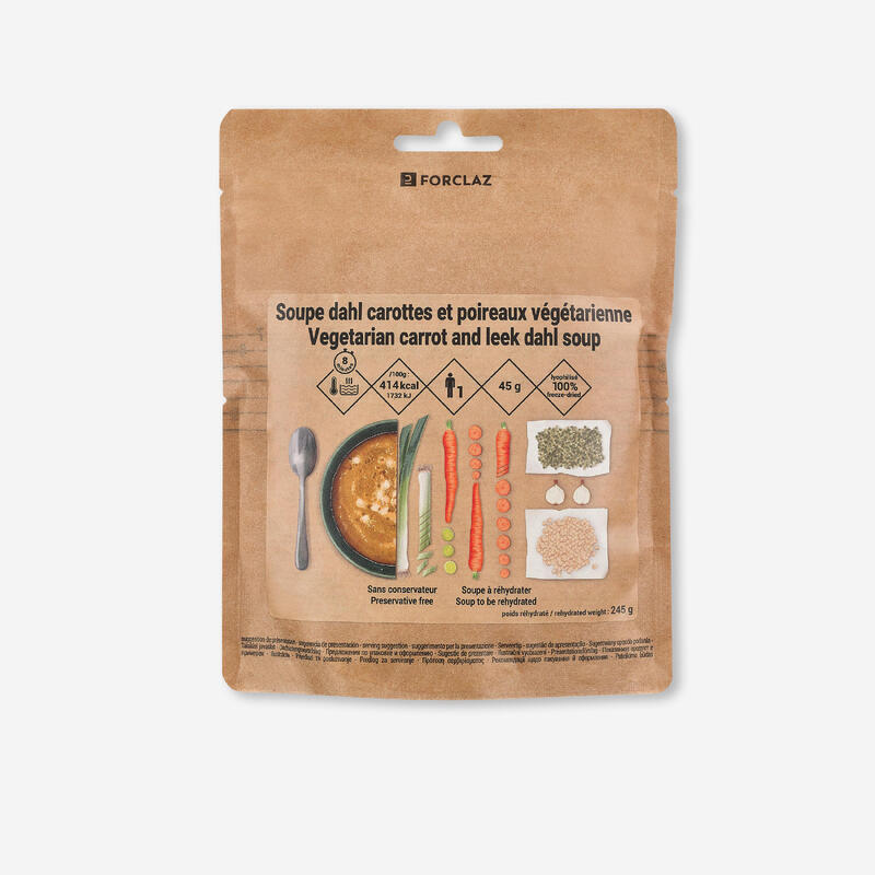 Vegetarische gevriesdroogde soep - dahl met wortelen, prei en linzen - 45 g