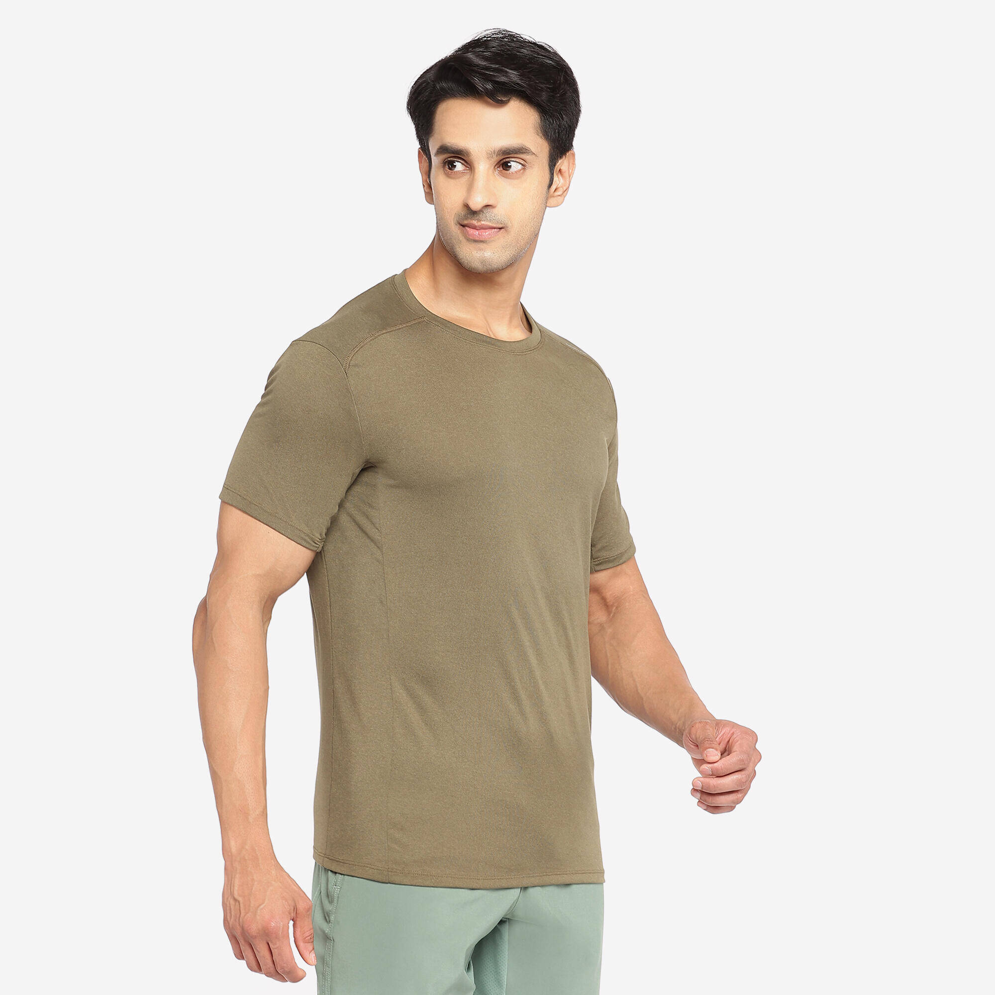 Men's Crew Neck Breathable Essential Fitness T-Shirt - Green -  5