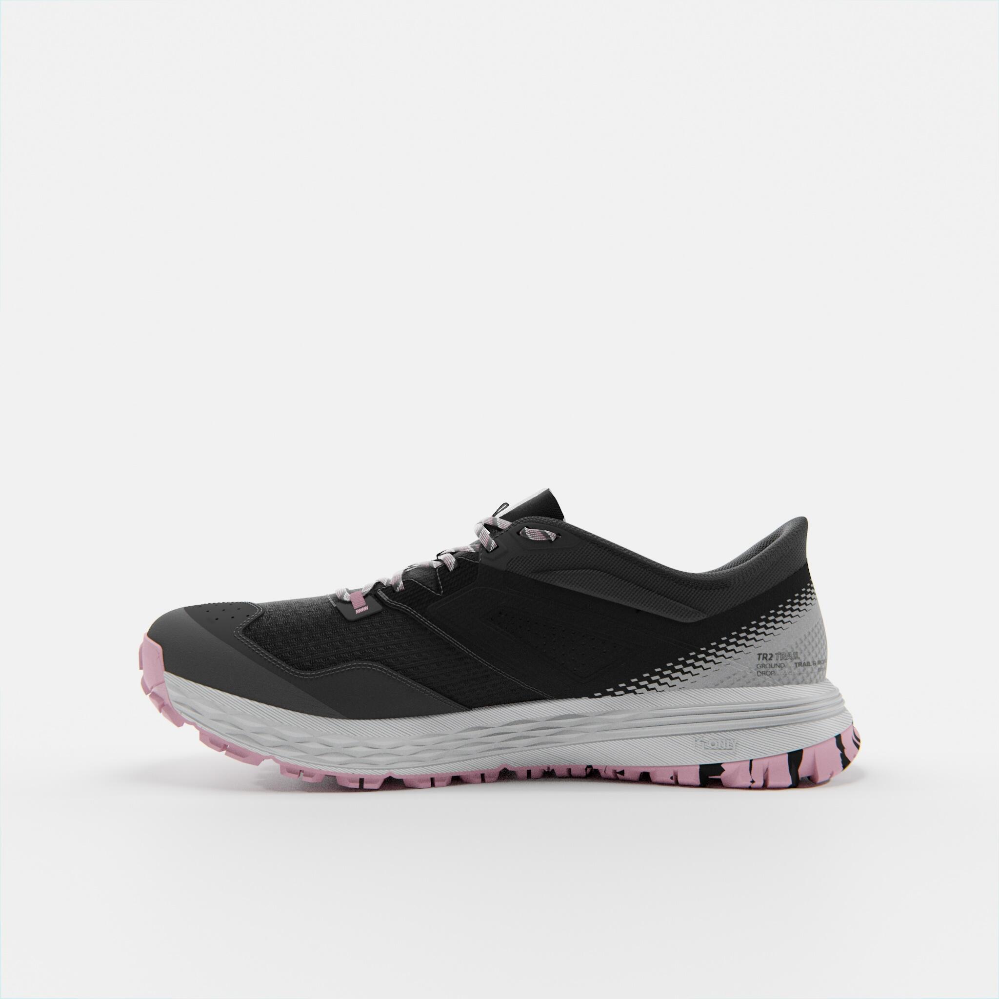 WOMEN's TRAIL RUNNING SHOES TR2 - carbon grey button/pink 3/8