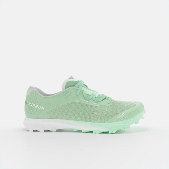 Chaussures trail running compétition femme - kiprun race light vert clair