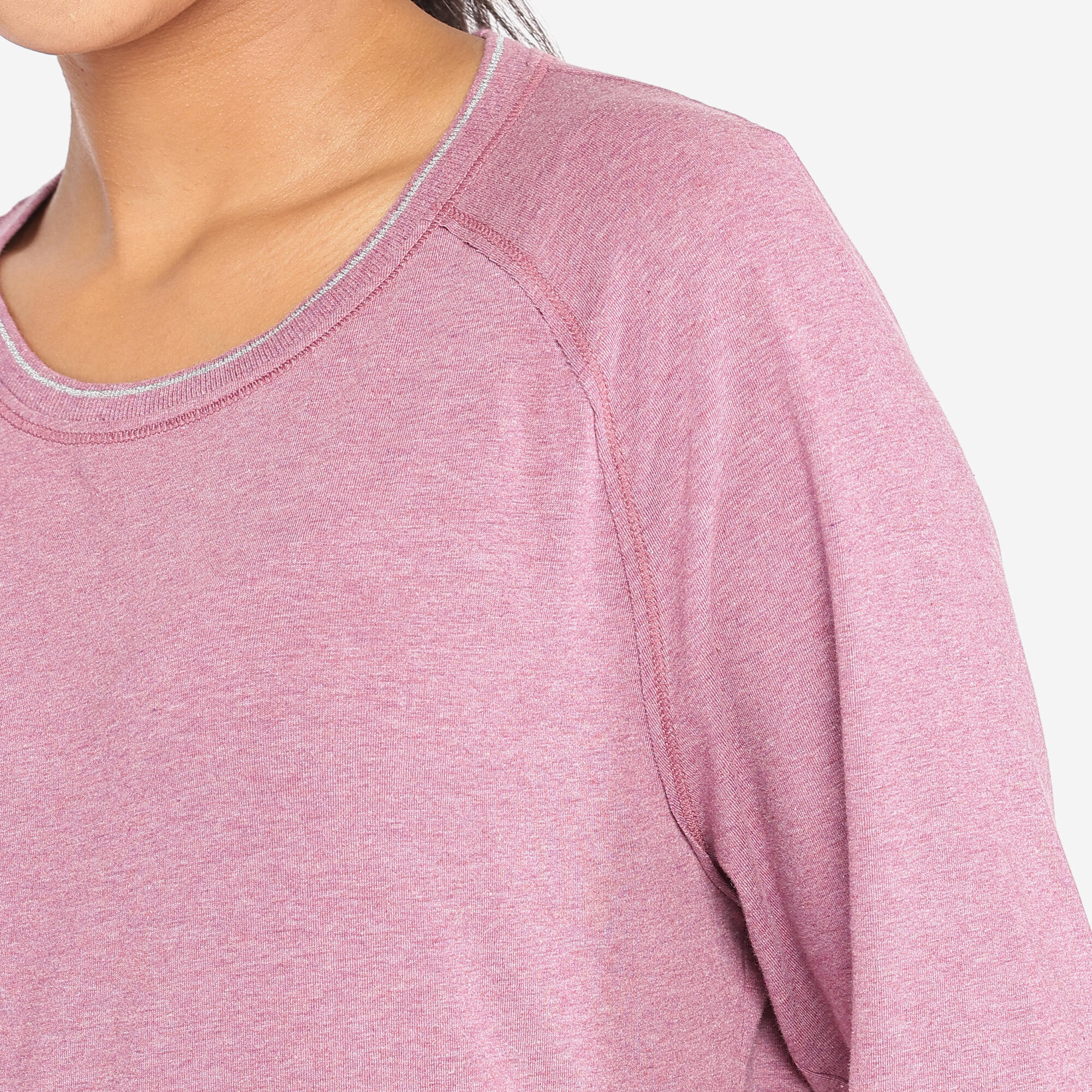 Long-Sleeved Gentle Yoga Cotton T-Shirt - Purple