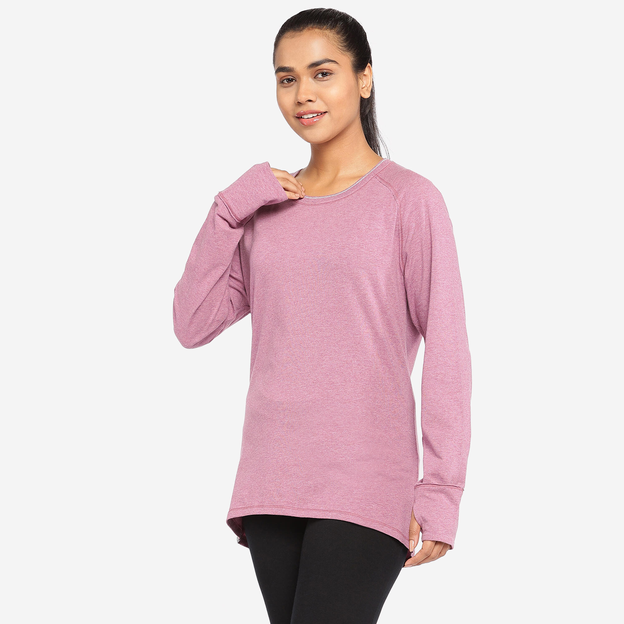 Lolmot Women Casual O-Neck T-Shirt Long Sleeve Tops Gradient Sports Yoga  Tops 