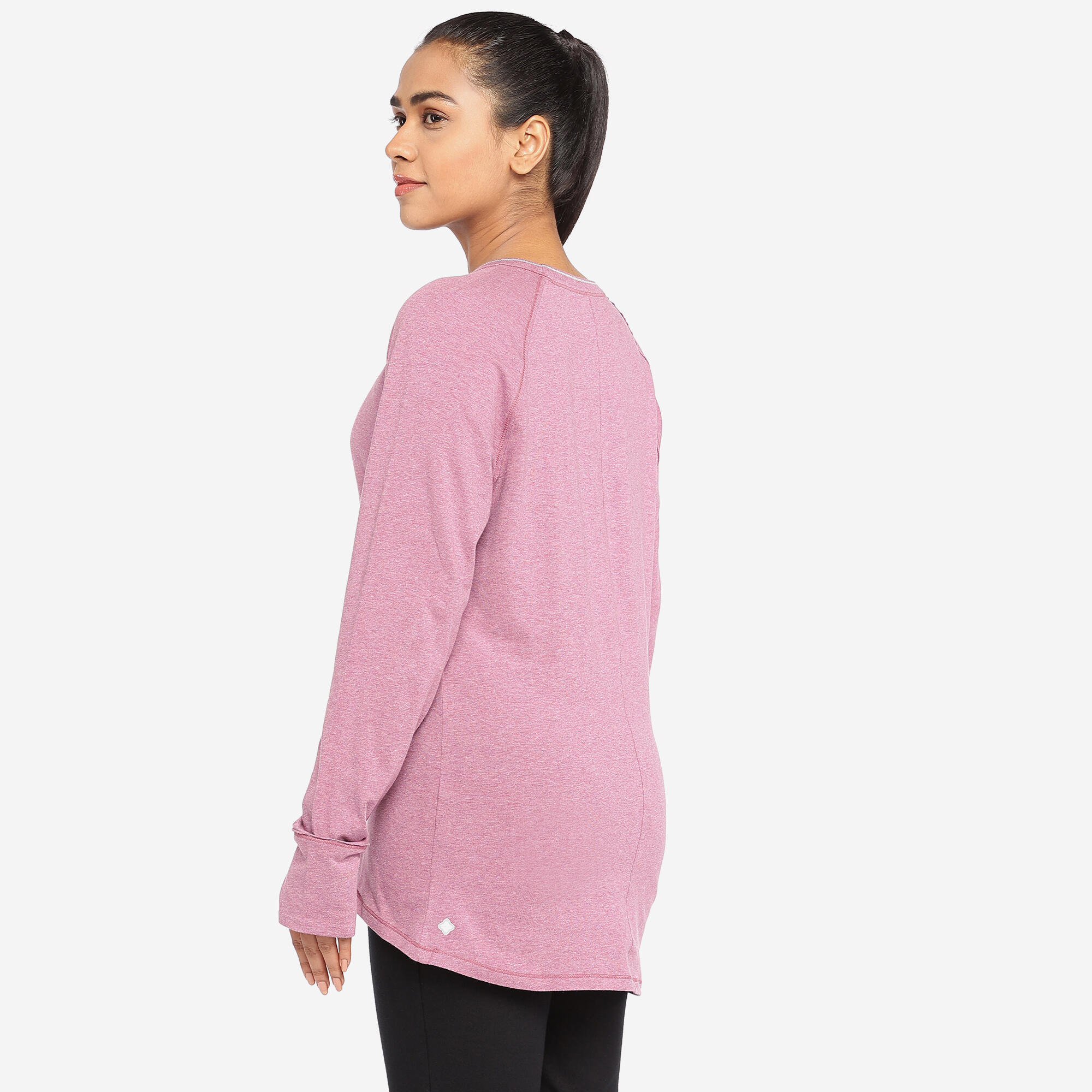 Long-Sleeved Gentle Yoga Cotton T-Shirt - Purple