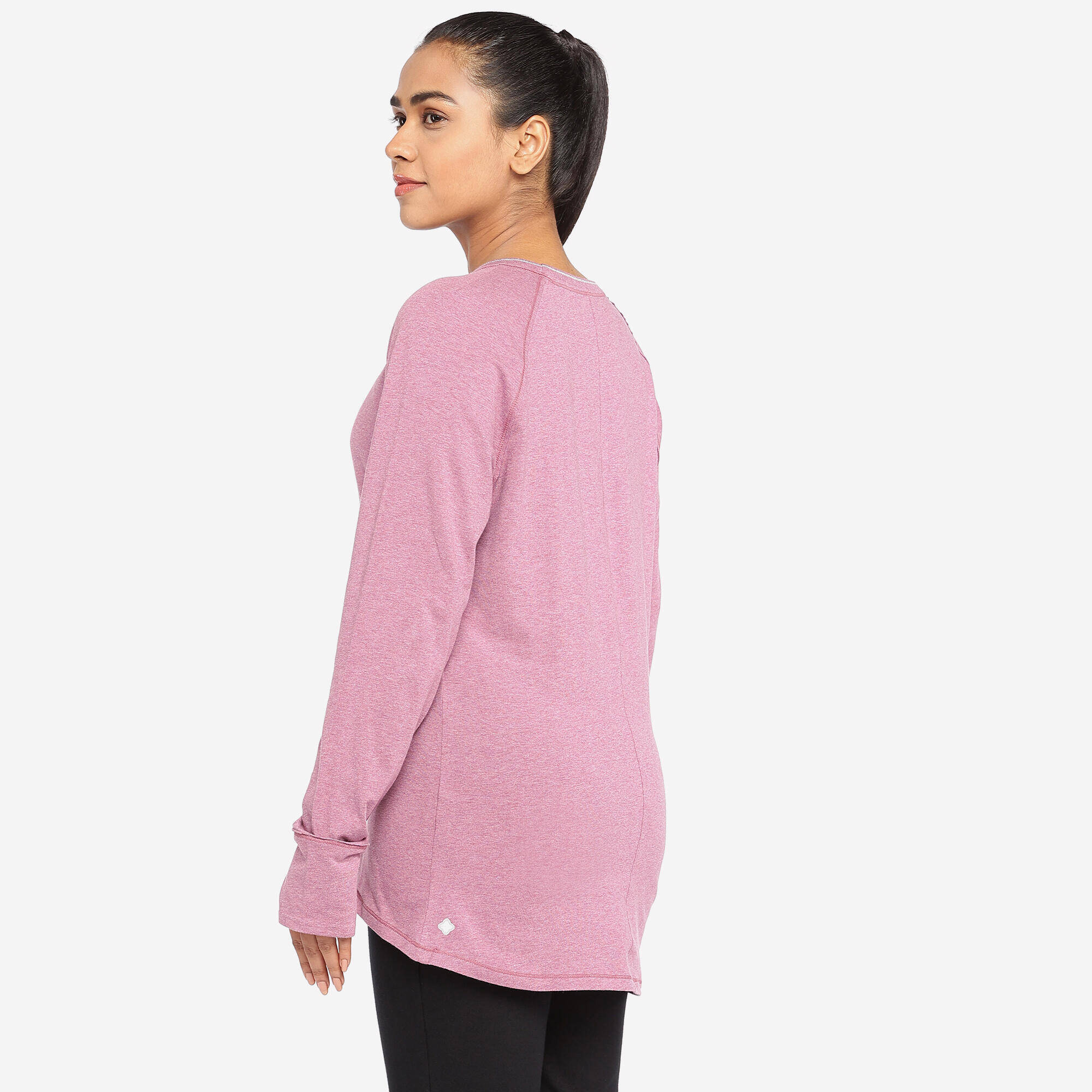 Long-Sleeved Gentle Yoga Cotton T-Shirt - Purple -  3