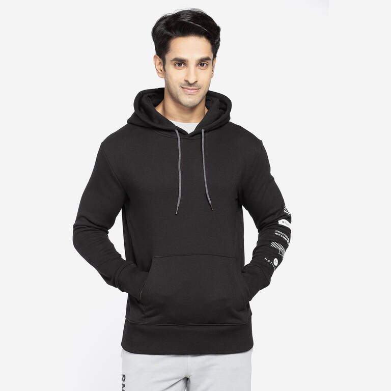 Men's Sweatshirt With Hood And Print 500-Black