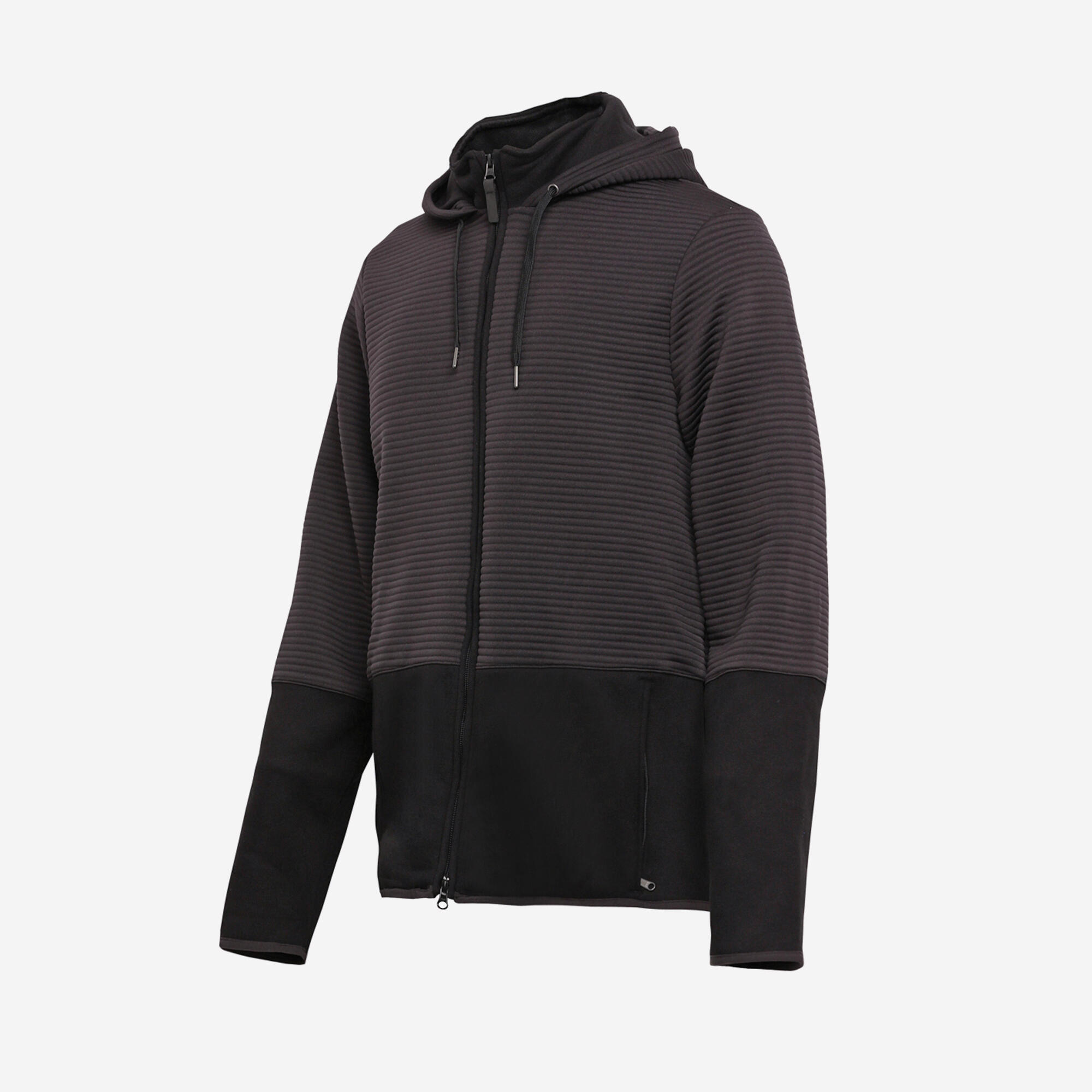 Men Sweatshirt With Hood and Zip Polar Fleece Lined For Gym 560- Black
