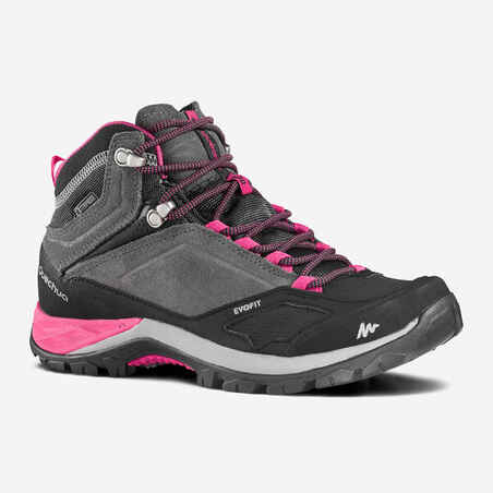 Women's waterproof mountain hiking boots - MH500 Mid - Pink/Grey