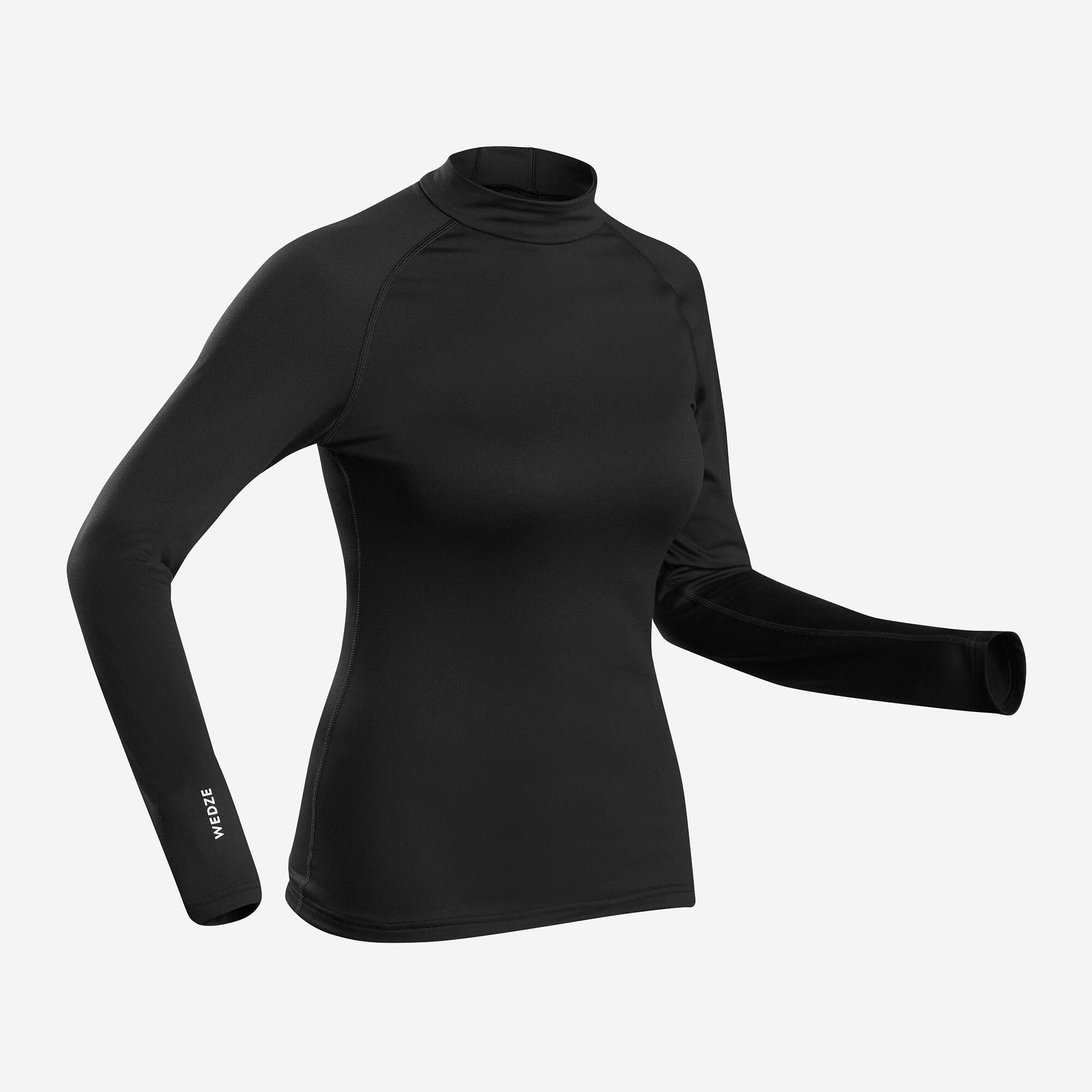 UNDER ARMOUR Black Fitted Baselayer ColdGear Mock Neck White Seams Top  Womens M