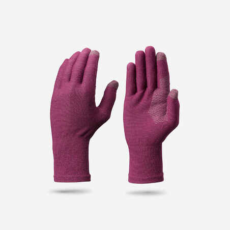 Adult Mountain Trekking Seamless Liner Gloves  - MT500 Burgundy