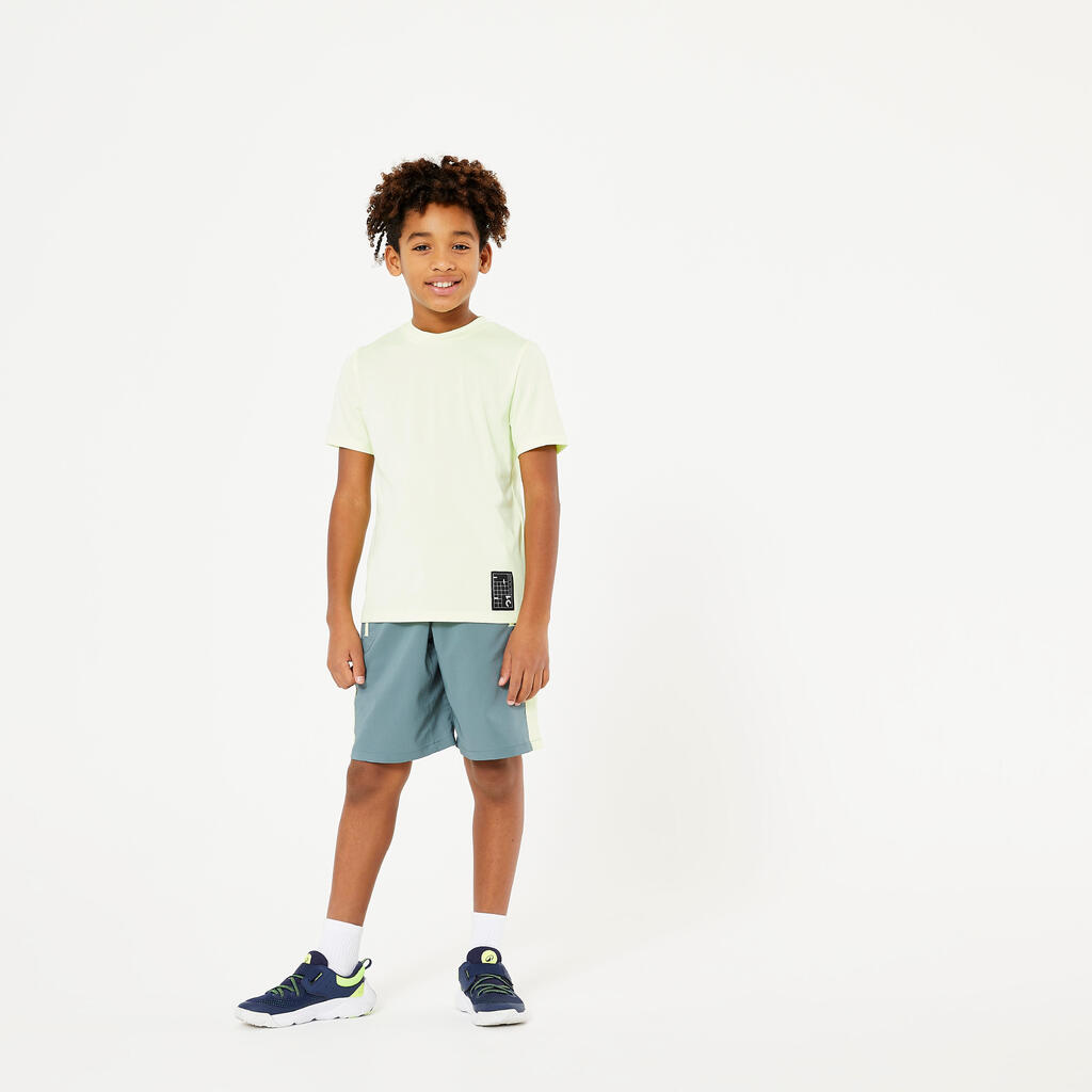 Short para múltiples deportes transpirable azul, blanco y negro para niños