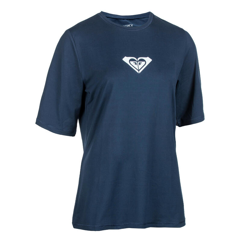 Tee shirt anti UV manches courtes Femme - Logo bleu indigo