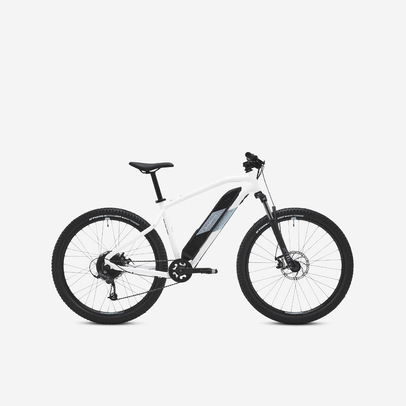Bicicletă MTB electrică semi-rigidă 27,5" - E-ST 100 Alb-Albastru