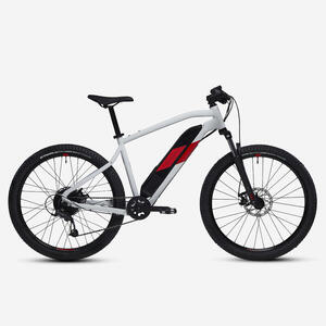 Bicicleta eléctrica MTB Rockrider E-ST 100 Blanco Rojo 27,5" 380 Wh