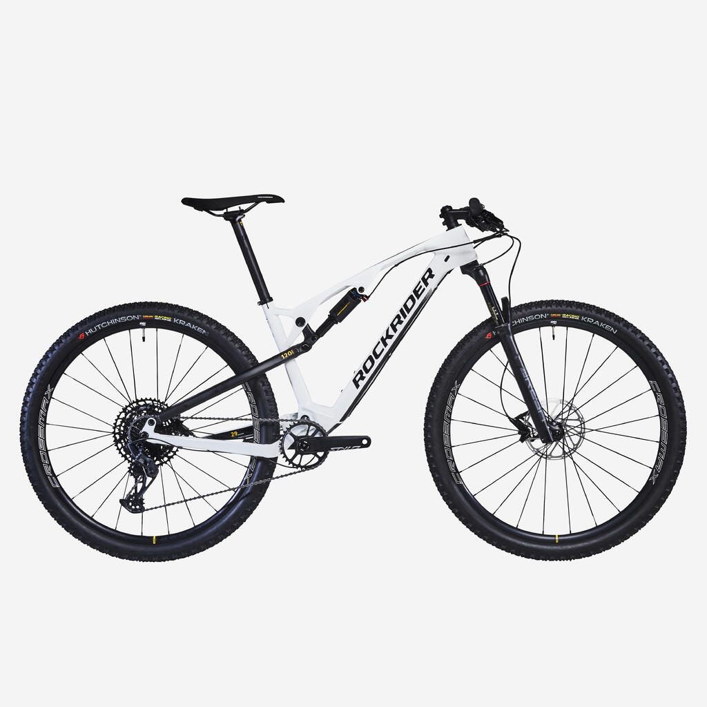 29 inch Full Suspension Carbon Mountain Bike rockrider XC 900 - white