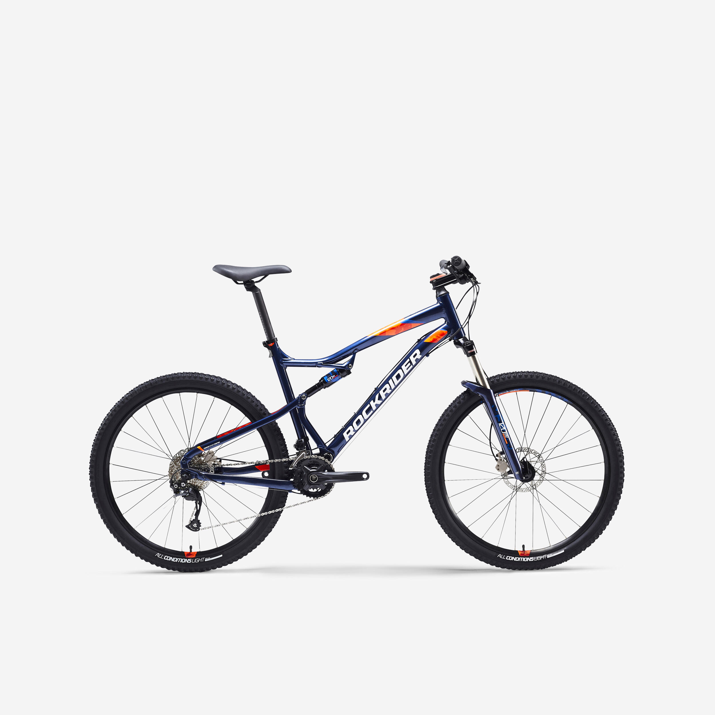 Bicicleta btt suspensão total st 540 s 27,5" azul/laranja
