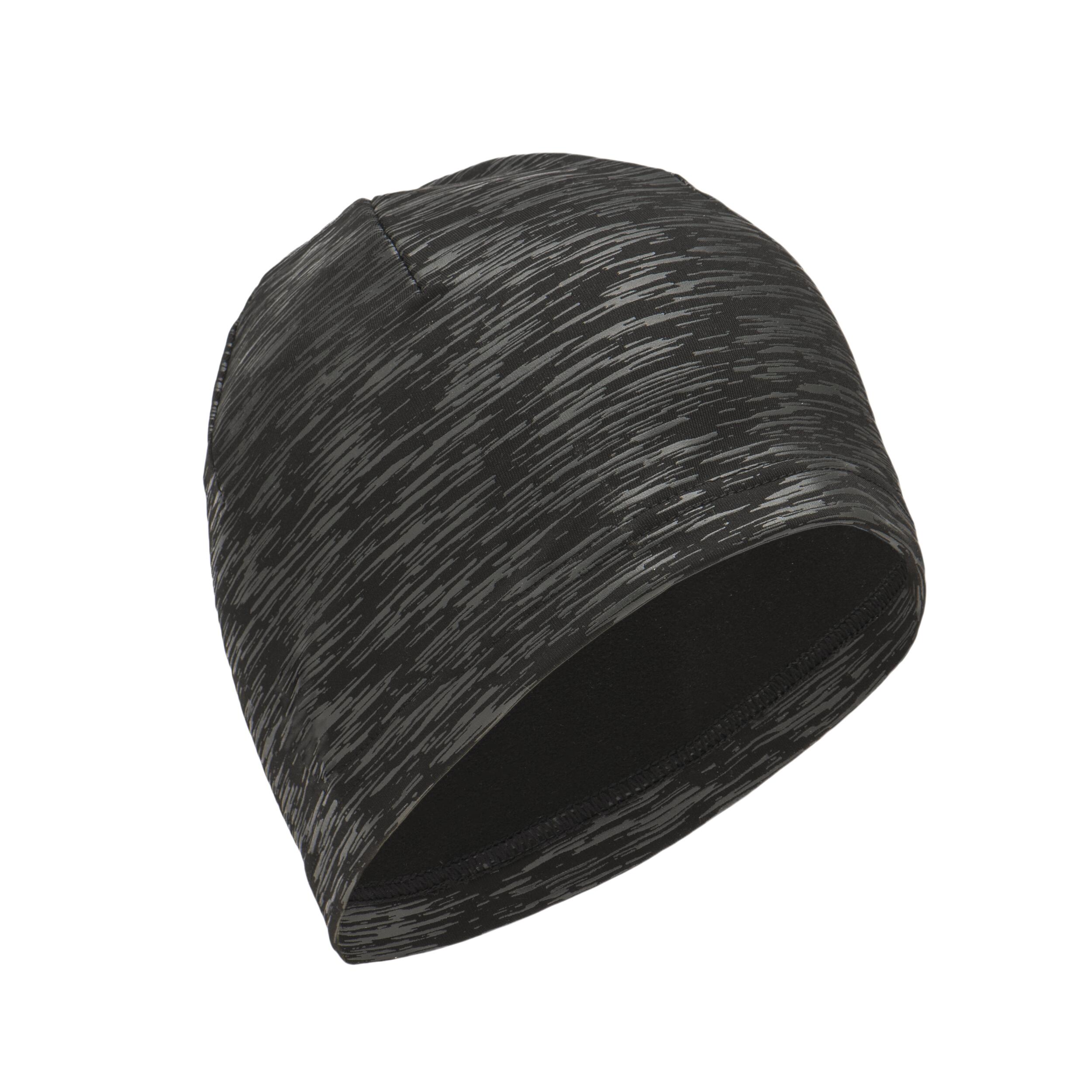 KIPRUN Bežecká hrejivá čiapka Run Warm+ sivá s potlačou čierna dospelí