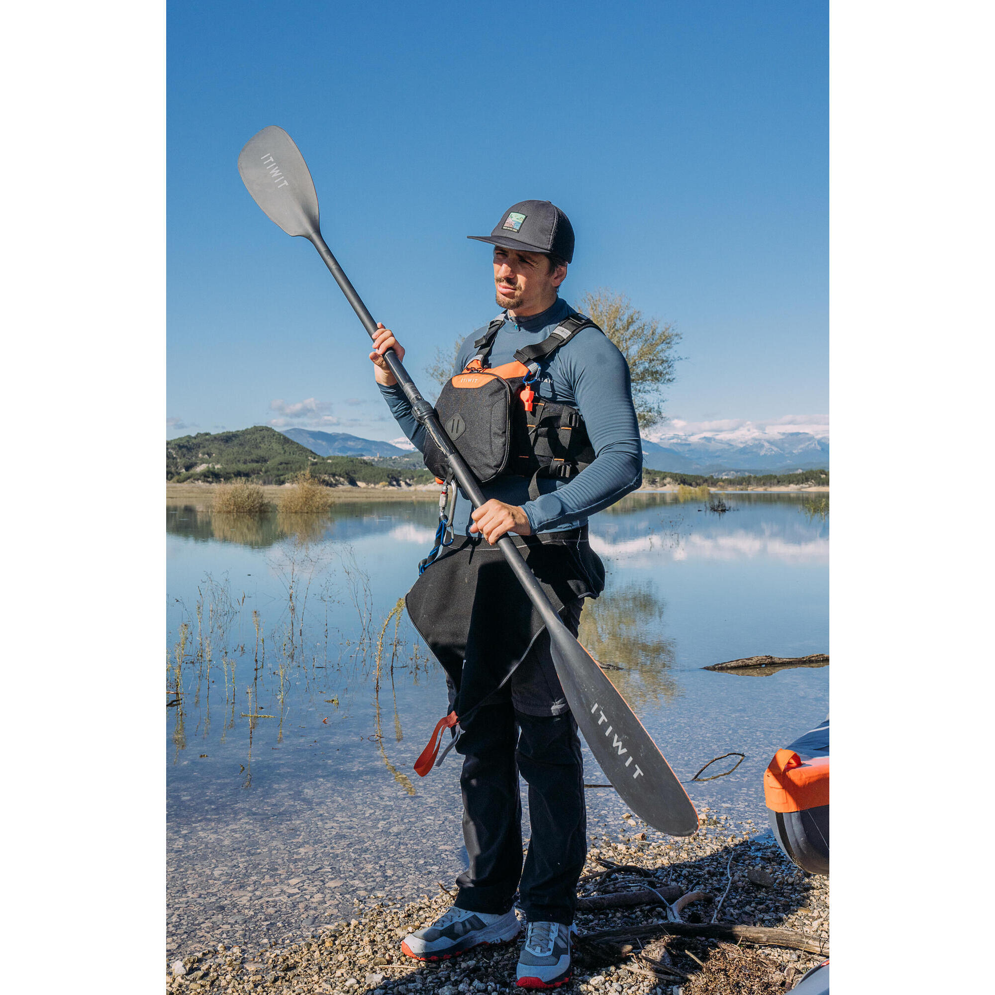 Adjustable and removable 2-part carbon kayak paddle 210-220 cm - X900