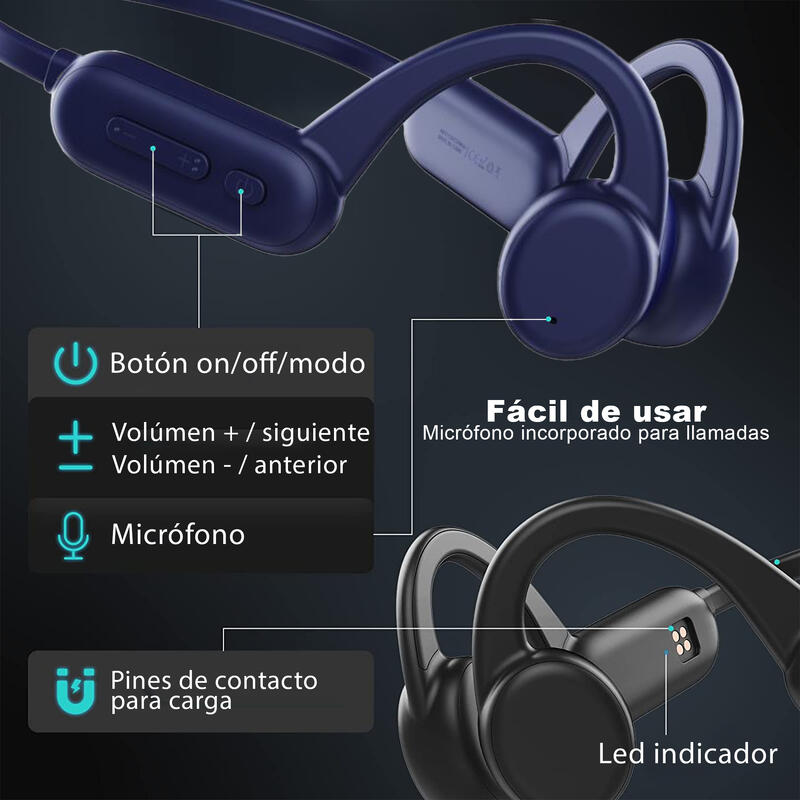 Auriculares bluetooth y mp3 acuático conducción ósea azul