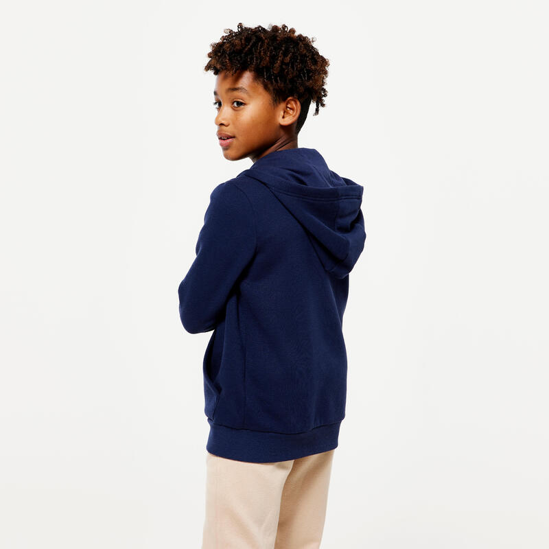 Hoodie met rits kinderen marineblauw