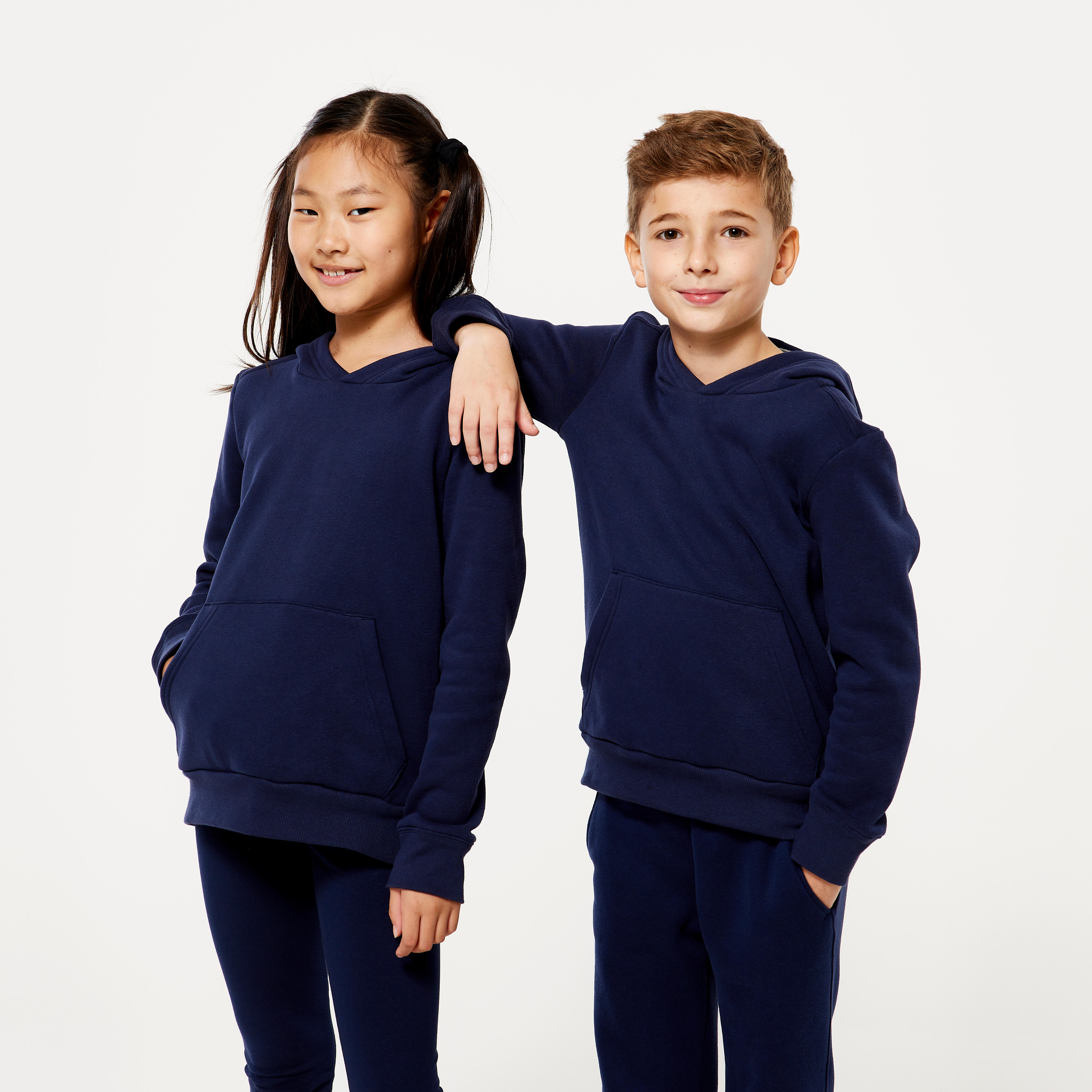 Children's cotton hoodie - navy blue