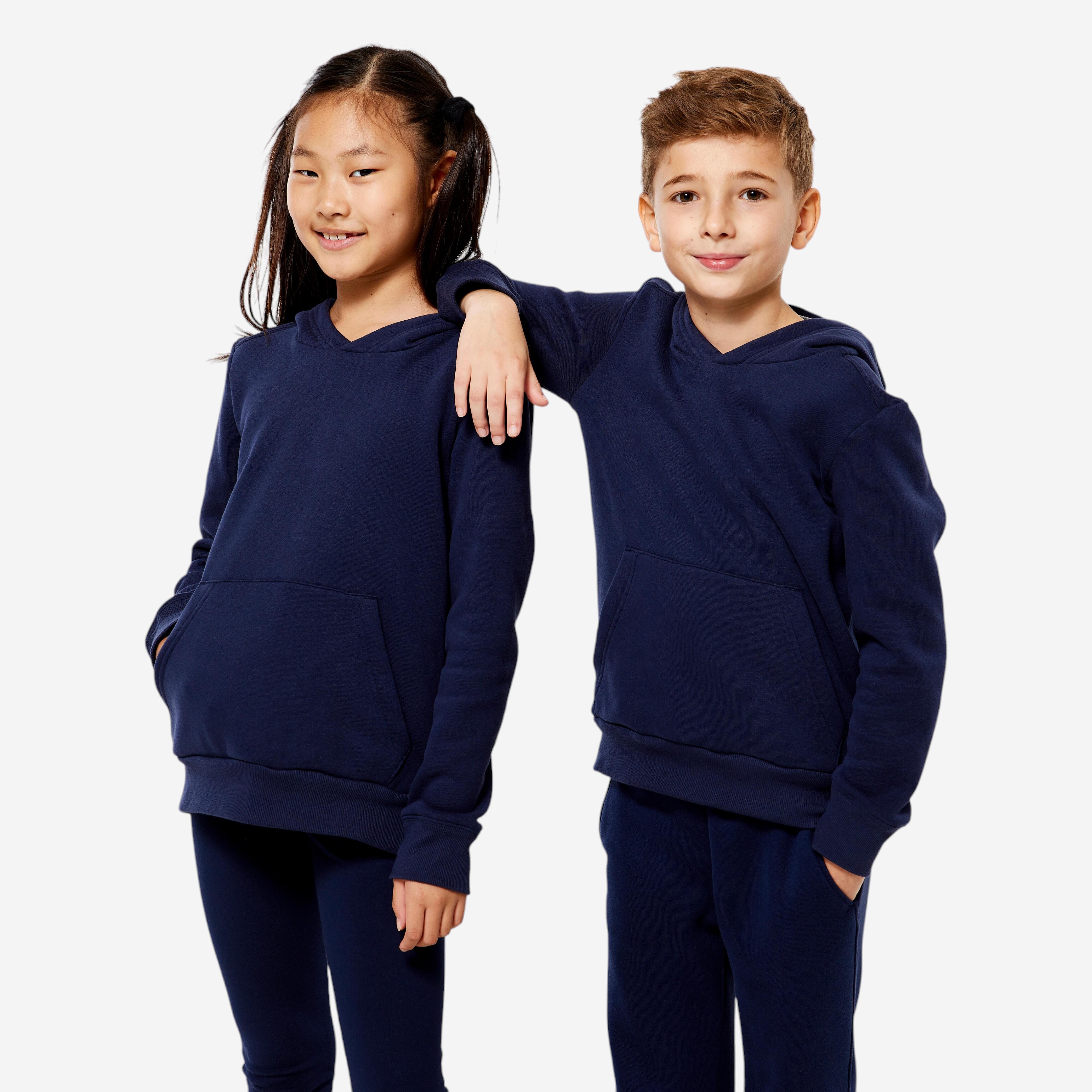 Domyos - Sweat À Capuche Coton Enfant - Bleu Marine - Sweat-shirt - Education Sportive Enfant - Bleu - 12 À 14 Ans - Decathlon