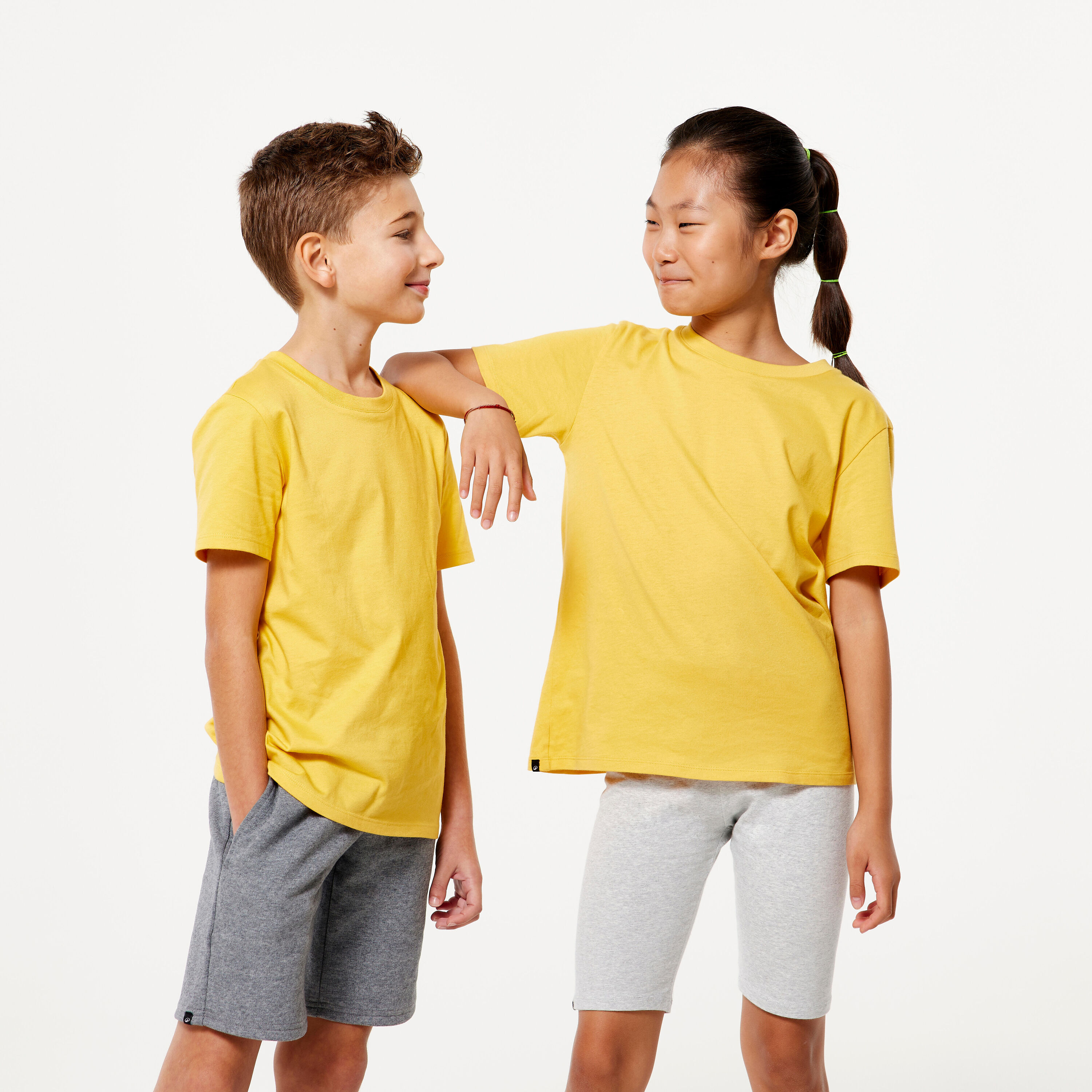 DOMYOS Kids' Unisex Cotton T-Shirt - Mustard