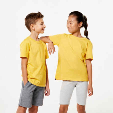 Playera de algodón mostaza unisex para niños