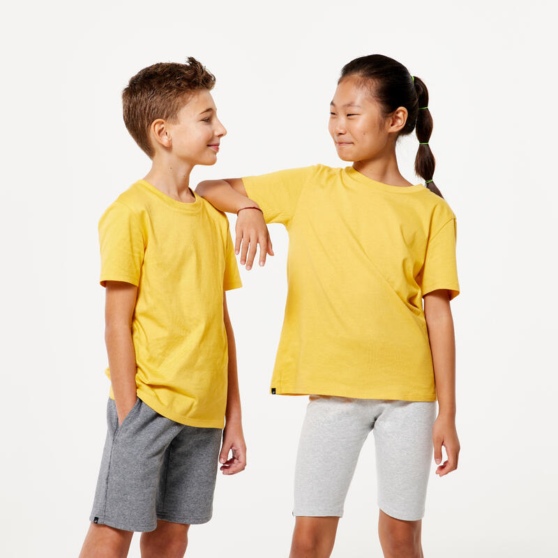 Katoenen T-shirt uniseks kinderen mostergeel
