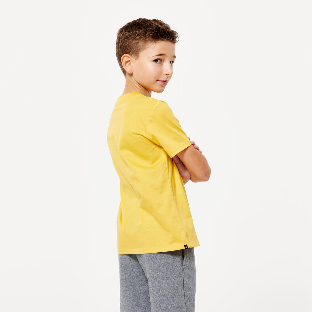 Playera de algodón mostaza unisex para niños