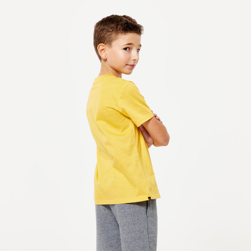 T-shirt coton enfant mixte - moutarde