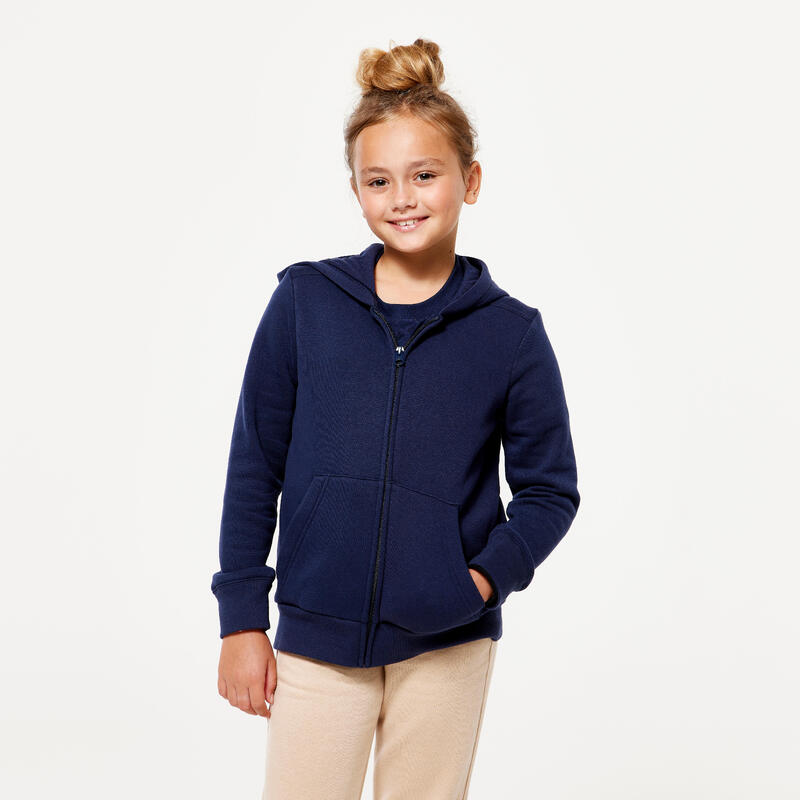 Hoodie met rits kinderen marineblauw