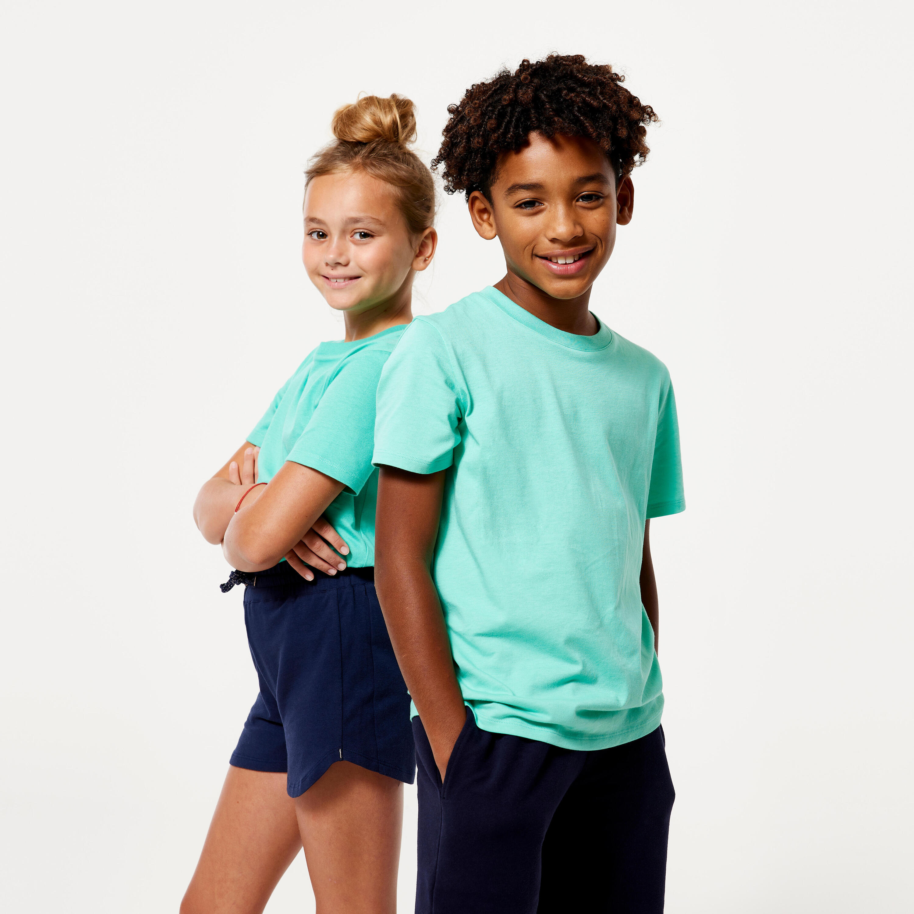 DOMYOS Kids' Unisex Cotton T-Shirt - Mint Green