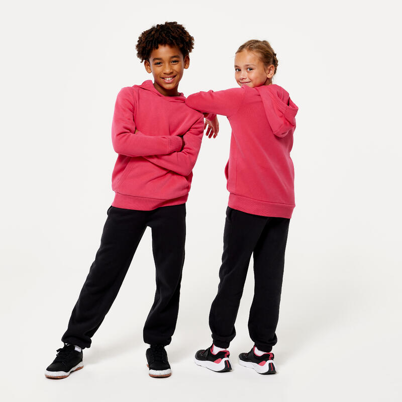 Pantaloni tuta bambino ginnastica regular fit felpati neri