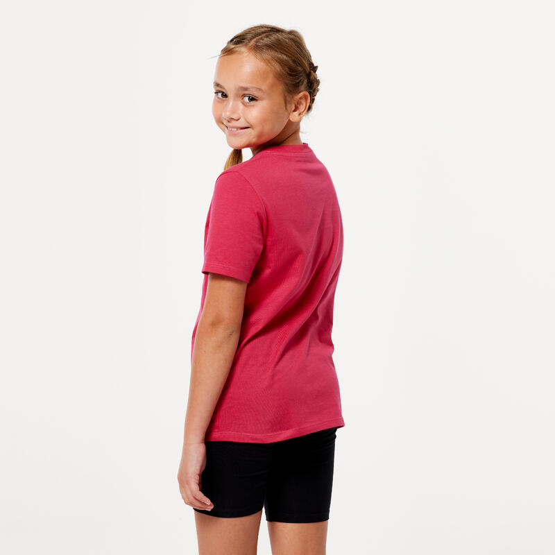 T-shirt bambino ginnastica regular fit 100% cotone fucsia