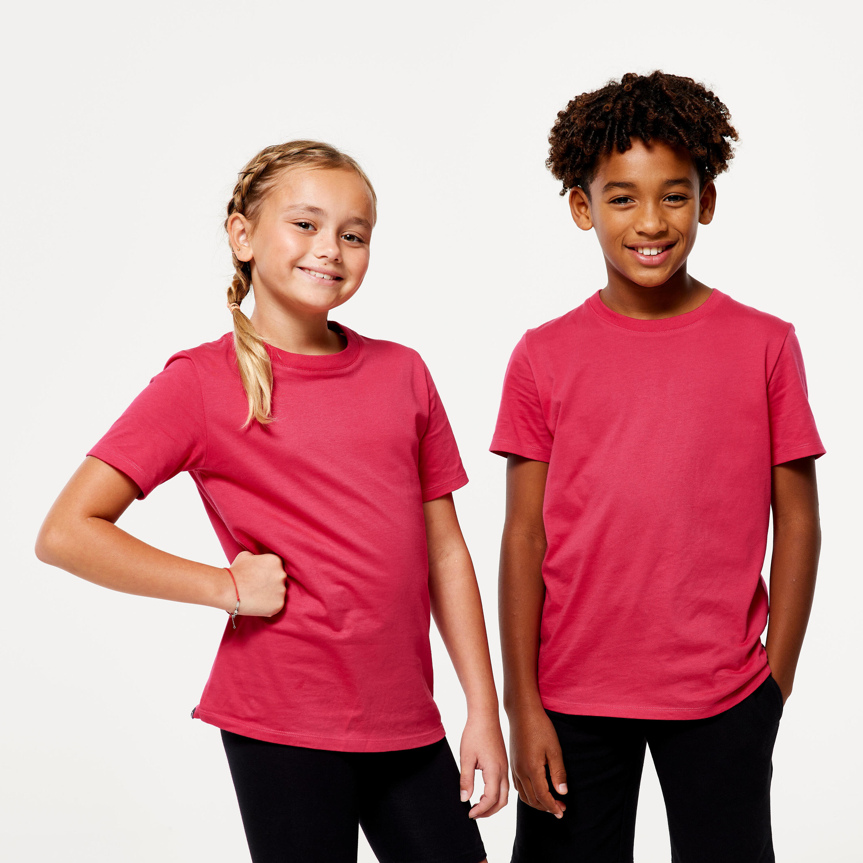 DOMYOS Kids' Unisex Cotton T-Shirt - Fuchsia Pink