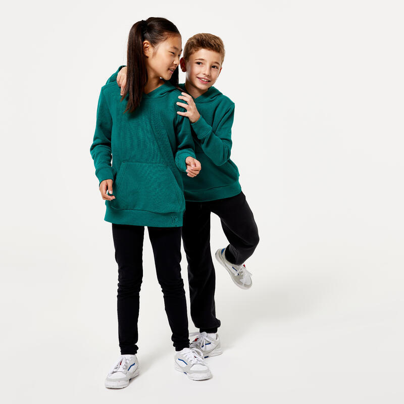 Sweatshirt com Capuz em Algodão de Ginástica Criança Verde-Pinho