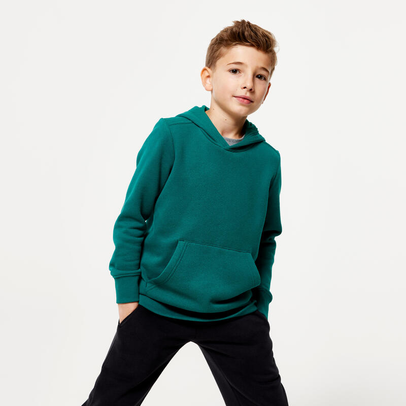 Sudadera Niños Verde Abeto Capucha Algodón