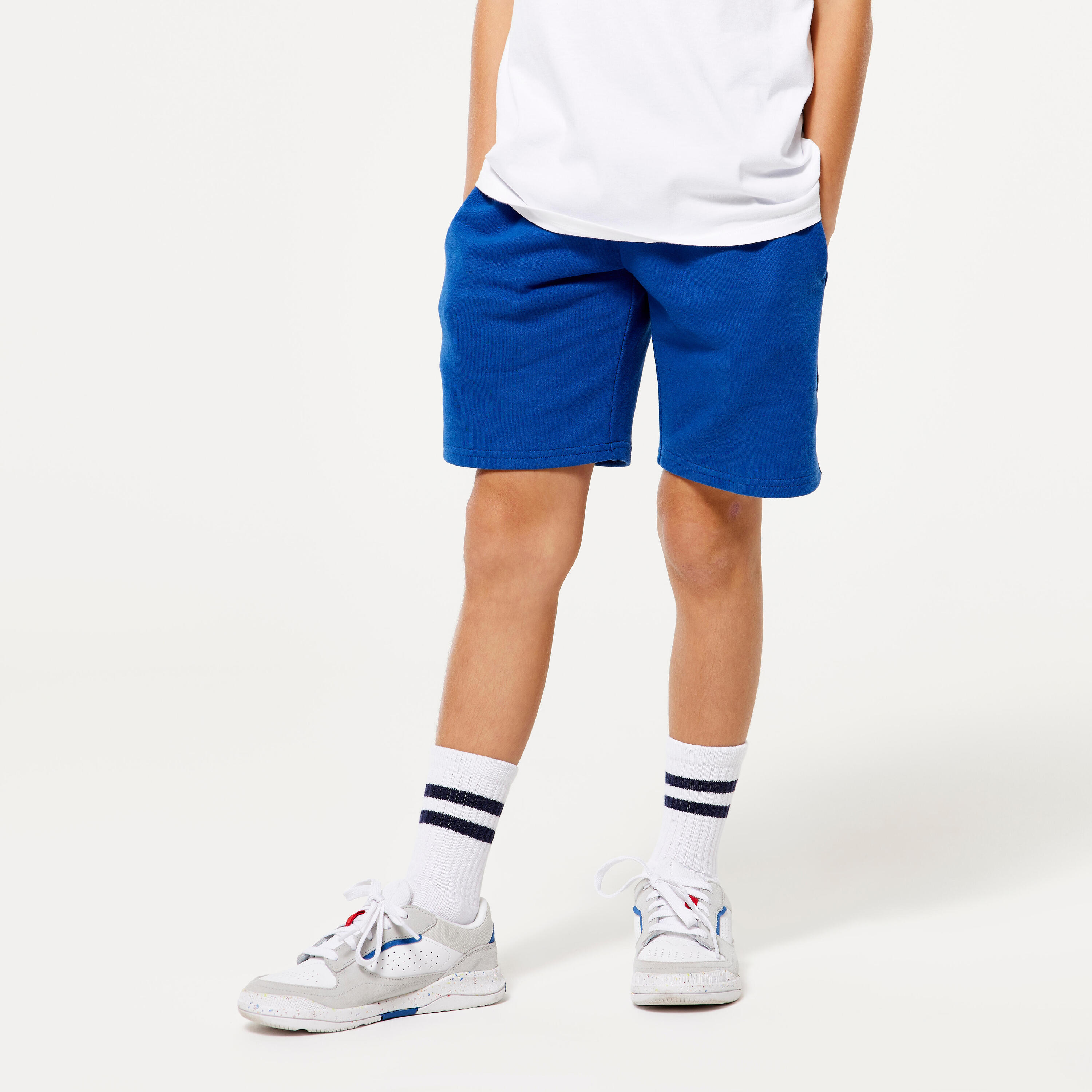 DOMYOS Kids' Unisex Cotton Shorts - Blue