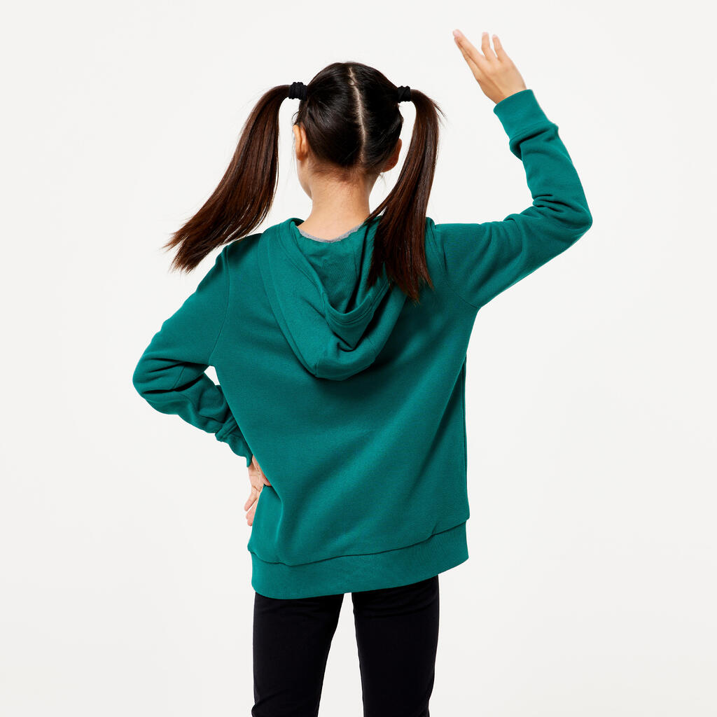 Vaikiškas medvilninis džemperis su gobtuvu, žalias