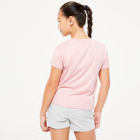 T-shirt coton fille 500 - vieux rose